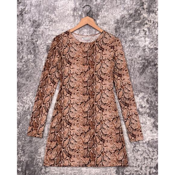 Reformation Dress Small Womens Reptile Long Sleeve A Line Mini - Picture 1 of 9
